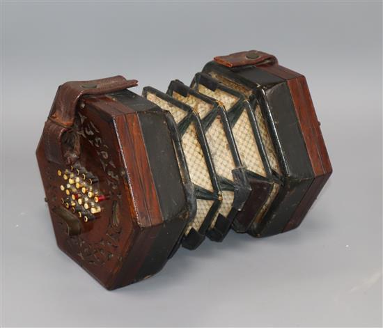 An A C. Wheatstone rosewood 48 key concertina, no case